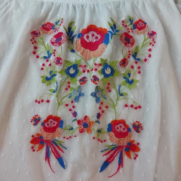 Umgee Boho Mesh Floral Embroidered Peasant Top S Festival Concert Indie Casual - Image 6