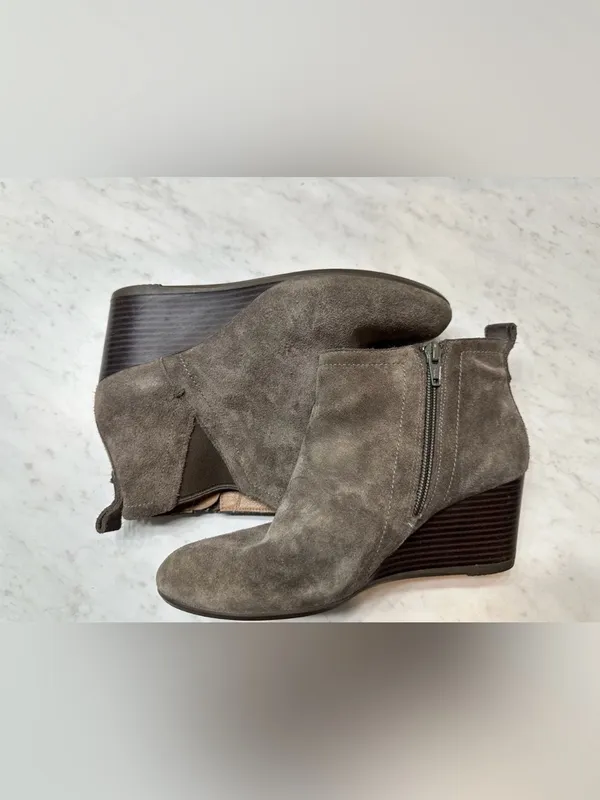 Vionic Paloma Weather Resistant Suede Ankle Booties Gray Size 7 Wedge Heel - Image 3