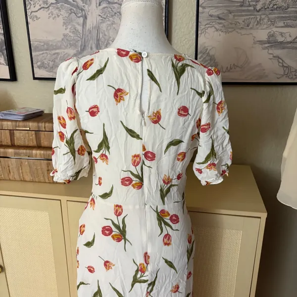 REFORMATION Nantes Dress in the Bianca Tulip Print Midi Size‎ 10 - Image 9