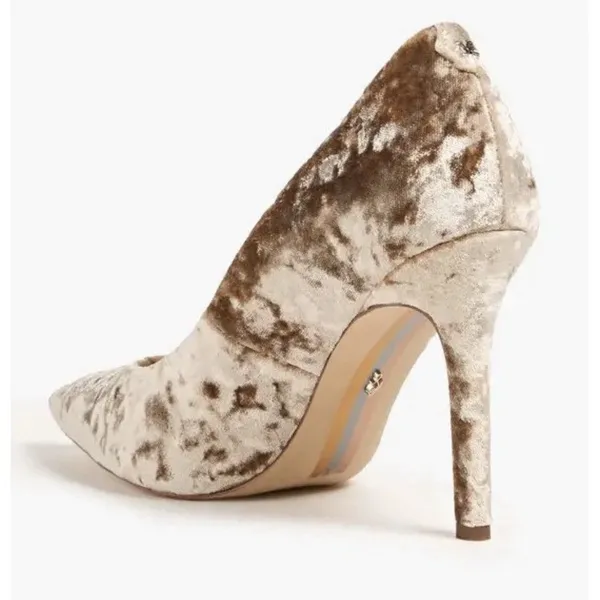 Sam Edelman Hazel pointed-toe pumps shimmering Prosecco crushed velvet Size 8.5 - Image 2