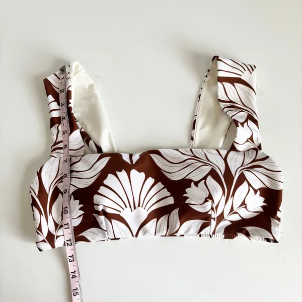 Alex Marie Brown & White Tropics Wide Strap Bandeau Bikini Top Womens Large Swim - Image 5