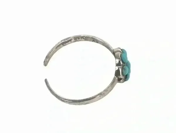 925 STERLING SILVER BEADED FLOWER ADJUSTABLE OPEN TOE RING SIZE XS Green - Image 8