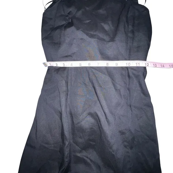 Zara Black Sleeveless Midi Dress Womens Size Small Linen Blend‎ Tie Back Goth - Image 9