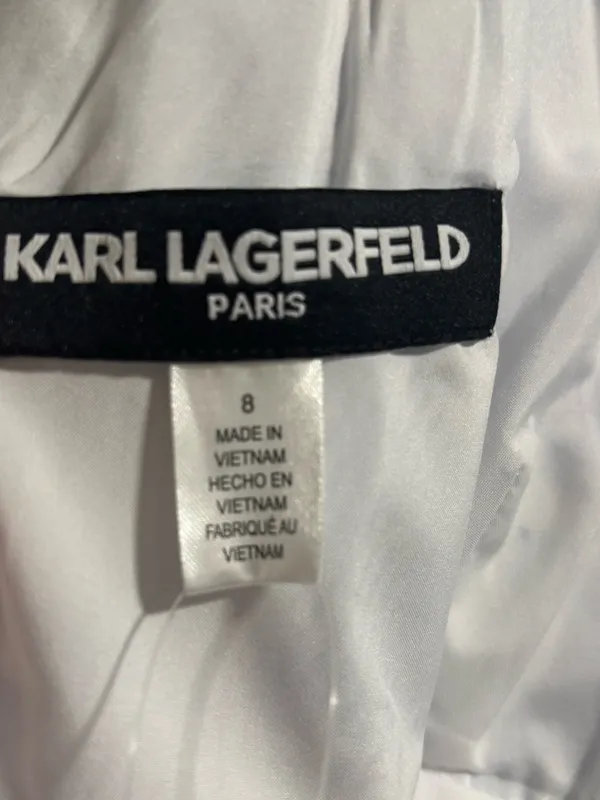 Karl Lagerfeld Blue White Floral Stripe Cotton Blend Dress Size 8 NWT - Image 7