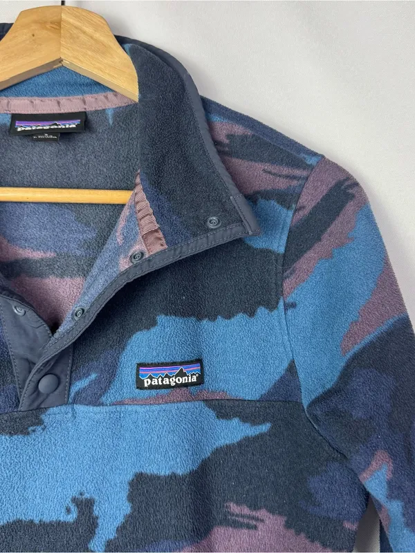 Patagonia Micro D Snap T Pullover Blue & Purple Camo Fleece Sweatshirt S - Image 4