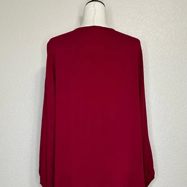 Dabenti Embroidered Sequins Burgundy Long Sleeves Midi Dress, Size XL - Image 8