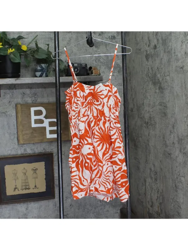 NWT Sanctuary Mini Cover-Up Dress with Front Tie White Sand Orange Multi M - Image 4