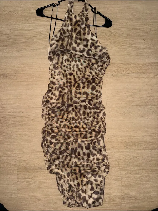 Zara Brown and Tan Leopard Halter Dress - Image 5