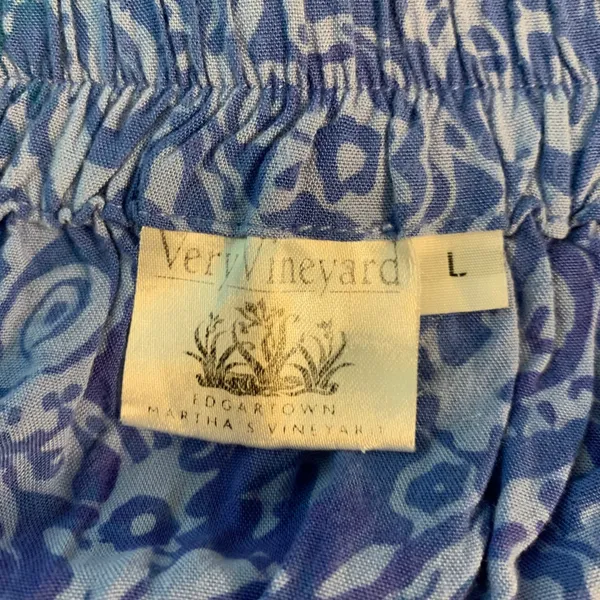 Very‎ Vineyard Skirt Blue Paisley Print Midi Elastic Waist Rayon Size L Martha's - Image 3