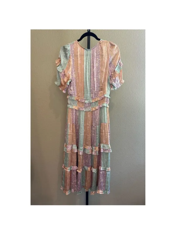 Size S Anthropologie Current Air Color Block Floral Midi Dress - Image 6