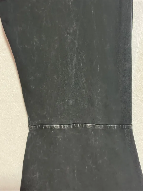 Chatoyant Black Fold-Over Waist Fit and Flare Yoga Pants - Image 5