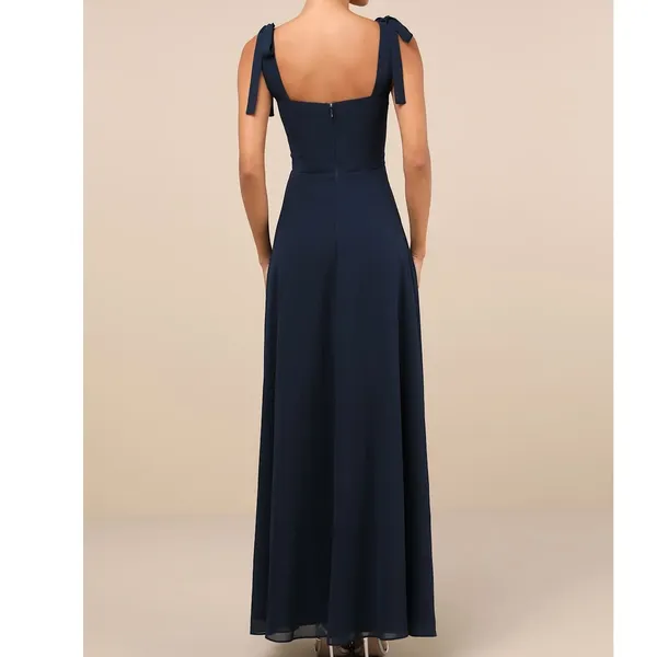 NEW Lulus Love Me Forever Navy Blue Tie-Strap Square Neck A-Line Maxi Dress XL - Image 4