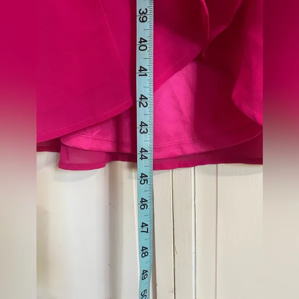 Lulus Maxi Dress Gown Hot Pink‎ Ruffle Cold Shoulder Tie Up Skirt Size XS NEW - Image 10