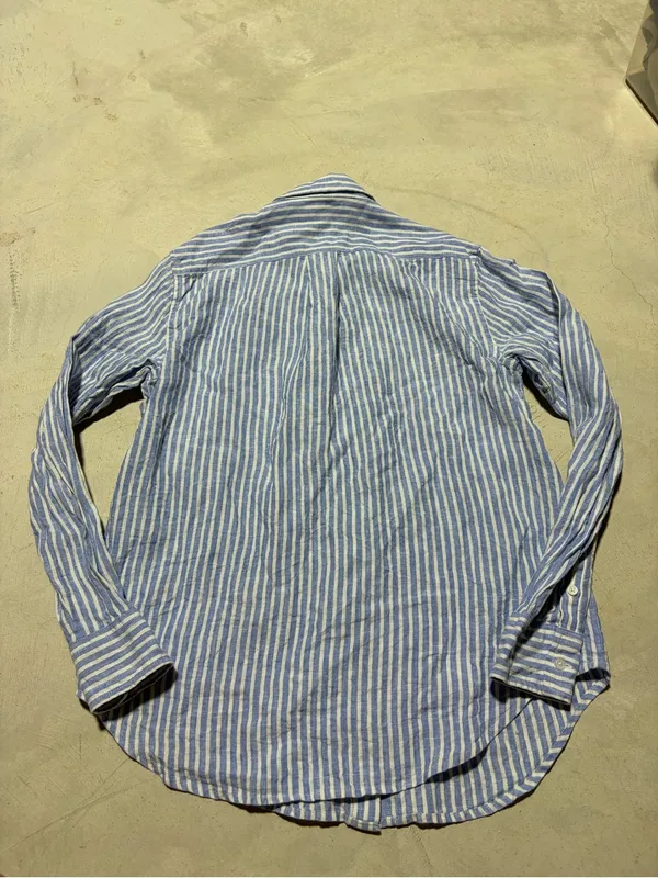 Everlane Striped Blue & White European flax Linen Button-Up Shirt 2 - Image 7