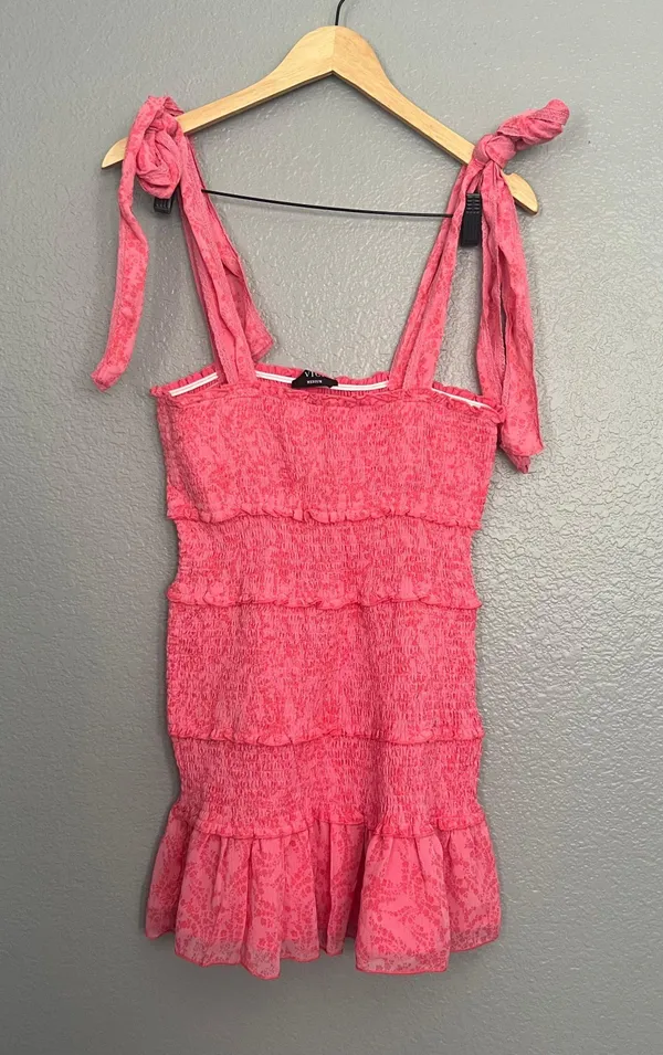 Vici Pink Floral Smocked Mini Dress - Image 4