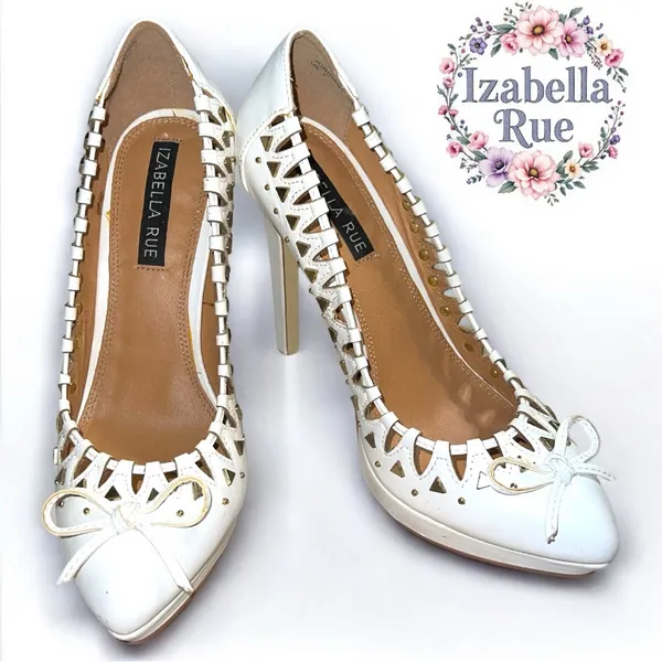 Izabella Rue Women's White Heels Size 7 - Image 2