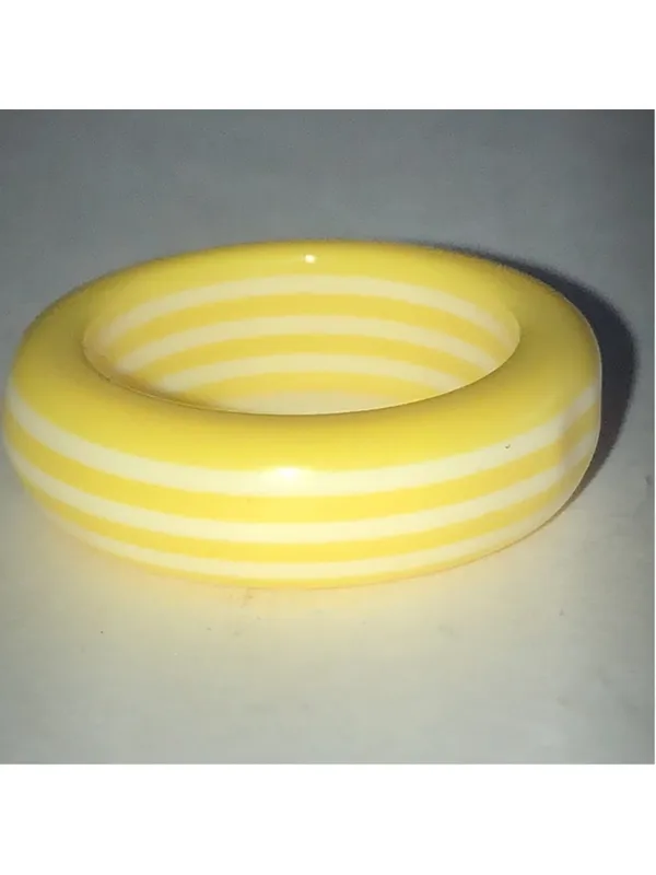 Size 5 Yellow White Striped Boho Ring - Image 2