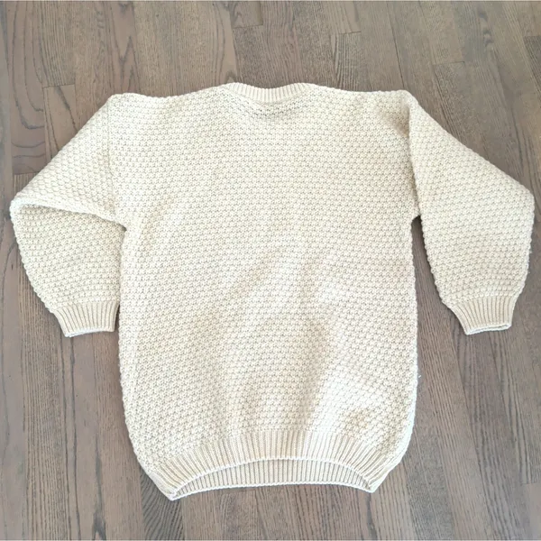 Highland Home Industries Ivory Pure Wool Fisherman Sweater Scotland Women S - Image 5