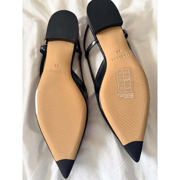 Everlane Italian Leather Pointed Slingback Flats Black Size 8.5 - Image 5