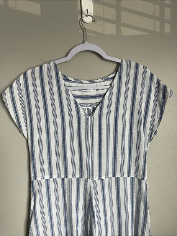CROFT & BARROW Blue and White Striped Midi Dress Sz S - Image 3