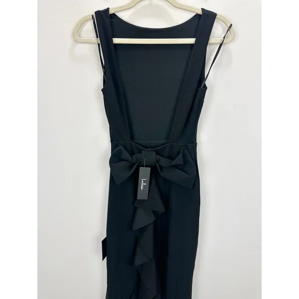 Lulus Exquisite Refinement Black Backless Bow Ruffled Maxi Dress Formal XS NWT - Image 12