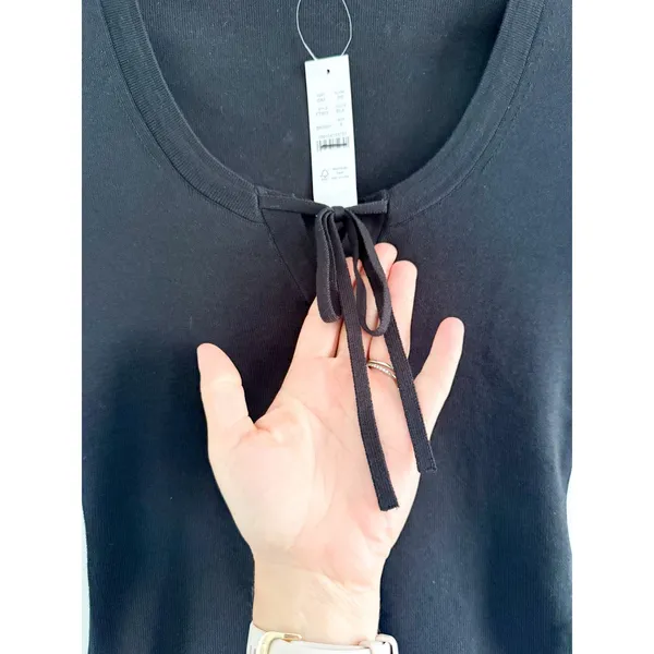 J.Crew | NWT Tie-Front Short-Sleeve Sweater Top Black | Sz S - Image 5