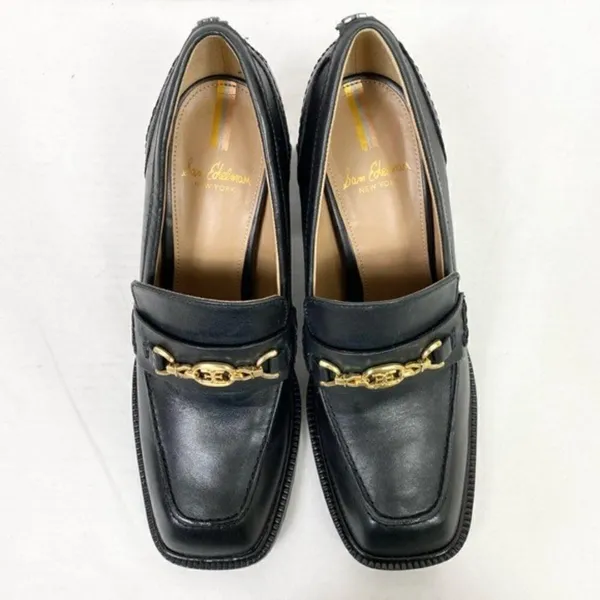 Sam Edelman New York Quincy Black Leather Horse Bit Square Heeled Loafers - Image 2