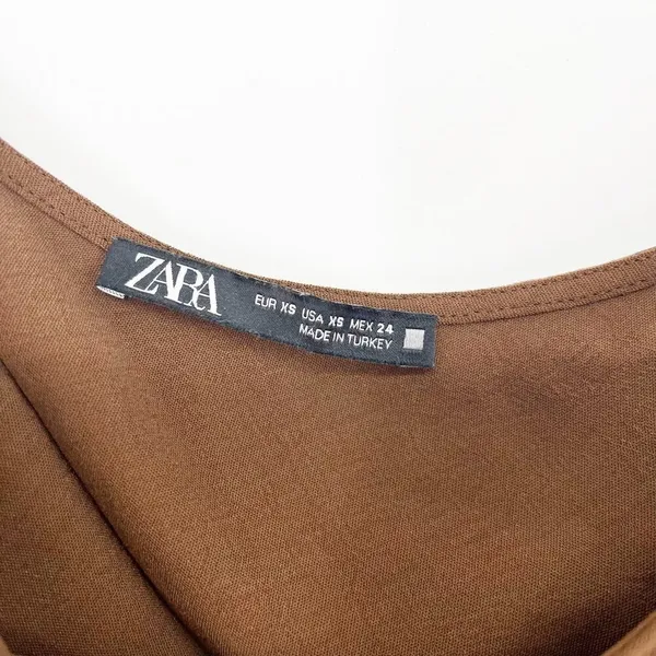 Zara Asymmetrical Top Women's XS‎ Brown Going Out Minimalist Chic - Image 6
