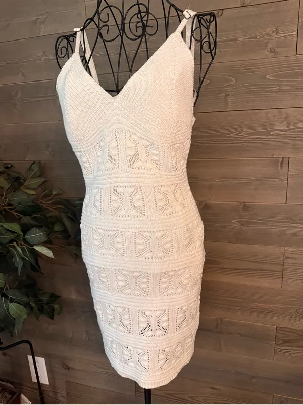 Olive and oak crocheted knit body con dress - Image 2