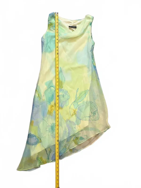 Alyn Paige Y2K Chiffon Dress Floral Asymmetrical Cowl Neck Fairy Midi USA - Image 5