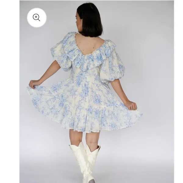 Floral Blue and White Dress - Image 4