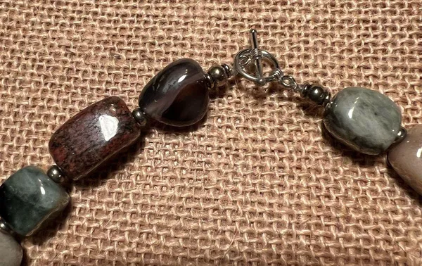 Handmade Agate square bead necklace. 17 1/2” - Image 6