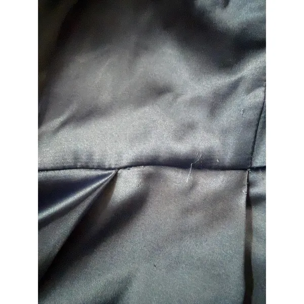 Ieena‎ For Mac Duggal Navy Satin Gown Womens 4 Long Sleeve V Neck Maxi Formal - Image 5