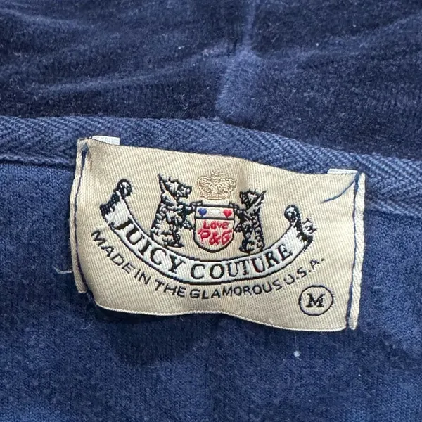 Juicy Couture Vintage Velour Y2K Navy Blue Zip Up Jacket Women’s Medium - Image 3