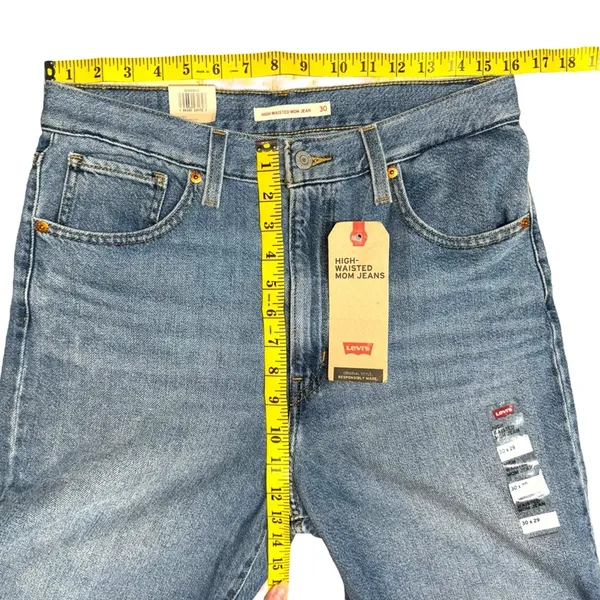 Levi's High Waisted Straight Mom Jeans Style 26986-0010 Eco Blue Size 30 Rigid - Image 13