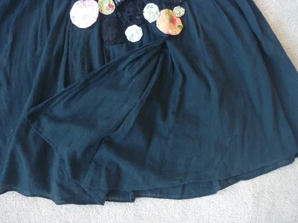 FREE PEOPLE Hobo Full Skirt Black Cotton Lined Size 12 - Image 2