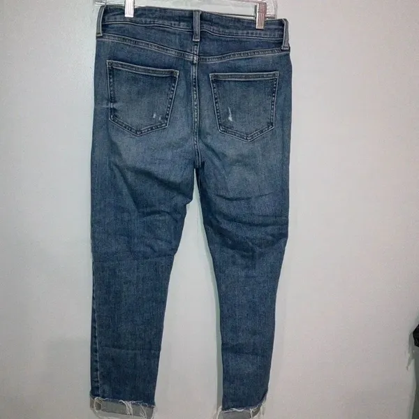 Eunina Nikki High Rise Skinny Cigarette Dark Wash Raw Hem Size 7/28 #200 - Image 5