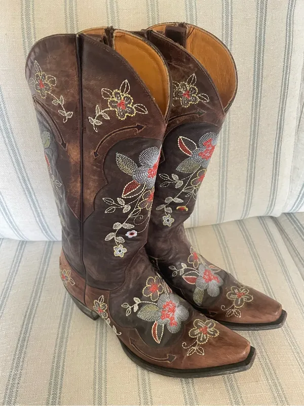 Old Gringo Bonnie 13" Floral Embroidered Leather Western Boots 7.5 B Style L649 - Image 2