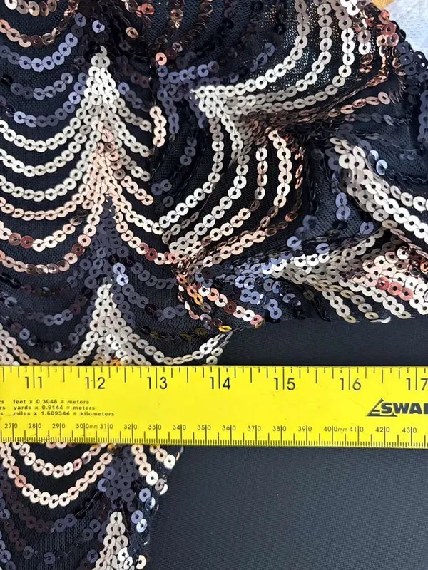 vintage Windsor Black Dress with Rose Gold & Silver Sequins - Image 6
