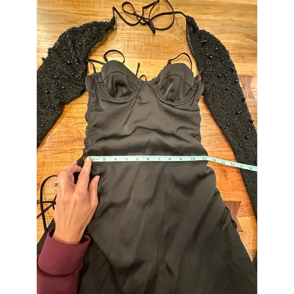 Oh Polly Black Mini Dress Long Sleeve Embellished US 0 UK 4 - Image 8