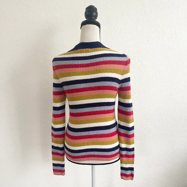 Madewell Pullover Stripe Sweater Merino Wool Alpaca Blend Size Medium 70’s Style - Image 4