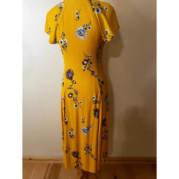 Free People FP Yellow Lost in You Floral Midi Dress XS - Image 6