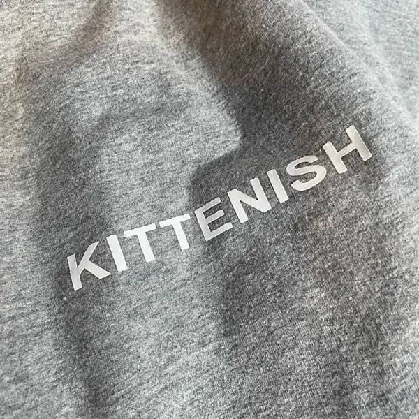 Kittenish Grey Cropped Sweatshirt Rainbow Stripe Sleeve Lounge‎ Athleisure M - Image 5