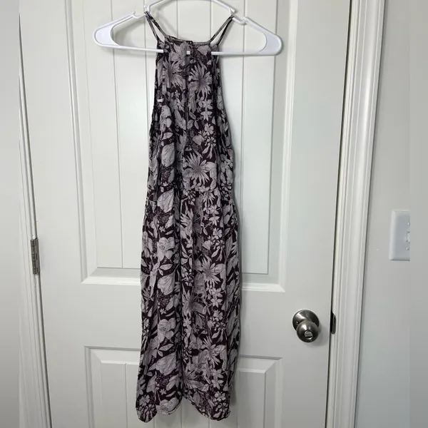 Kimchi Blue Anthropologie‎ women’s brown cream high low high neck summer dress M - Image 9