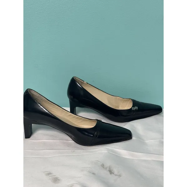 Bijou‎ Shoes Leather Heel Black Shoes Slip-on size 7. S-650 - Image 3