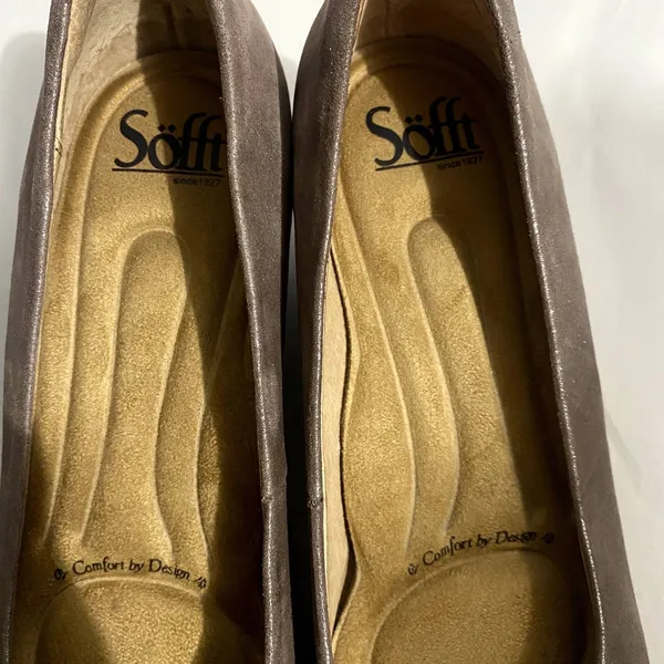 Sofft‎ Lana Ballet Pump Heels Metallic Silver Champagne Classic Leather Size 7.5 - Image 6
