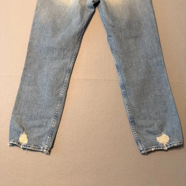 MOTHER The Tomcat Straight Leg Distressed Jeans Light Blue Women Size 28 - Image 10