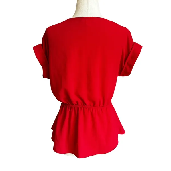Monteau Red Peplum Blouse Women's Top Size Small | 13-10 - Image 2