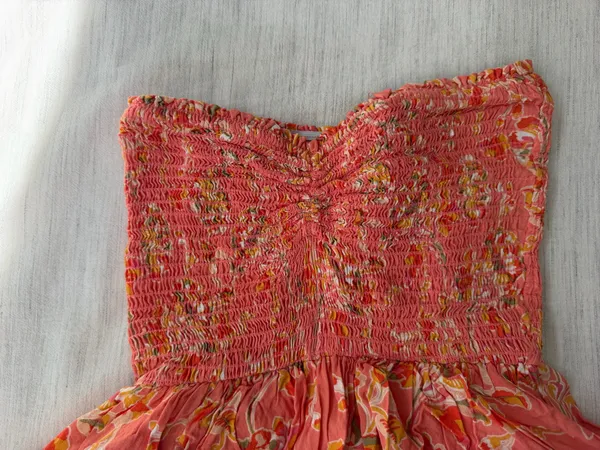Shore Brand floral strapless smocked tiered mini dress - Image 3