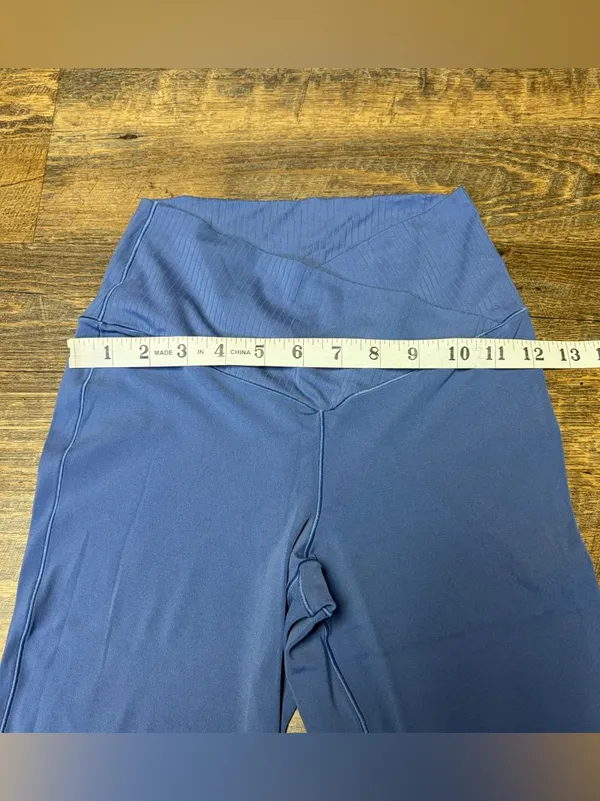 OFFLINE by Aerie Real Me Super Flare Hi-Rise Leggings Blue Medium Short Inseam - Image 4
